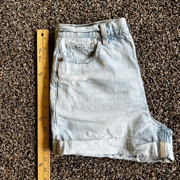 American Eagle Outfitters Blue Jean Shorts High-Waisted Cuffed - Picture 8 of 9